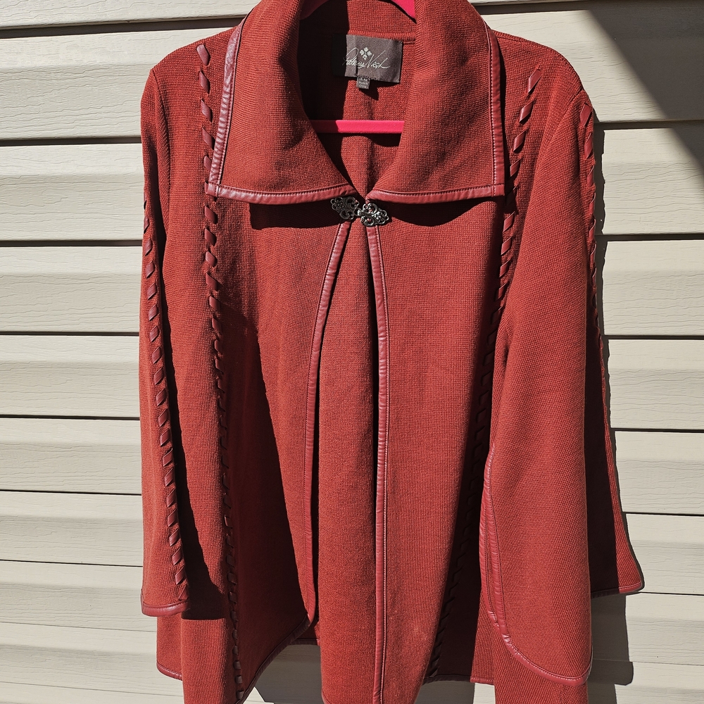 Patricia Nash Terra Cotta Knit Cardigan with Decorative Clasp - Picture 1 of 7